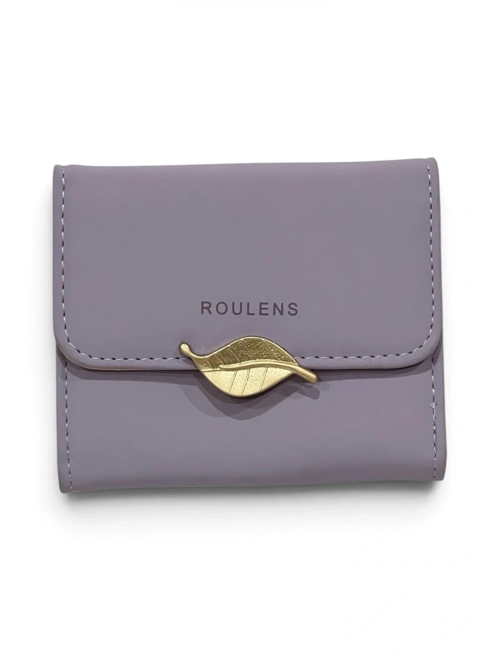 Roulens Lavender Purple RFID Blocking PU Leather Leaf Pendant Card Holder Wallet